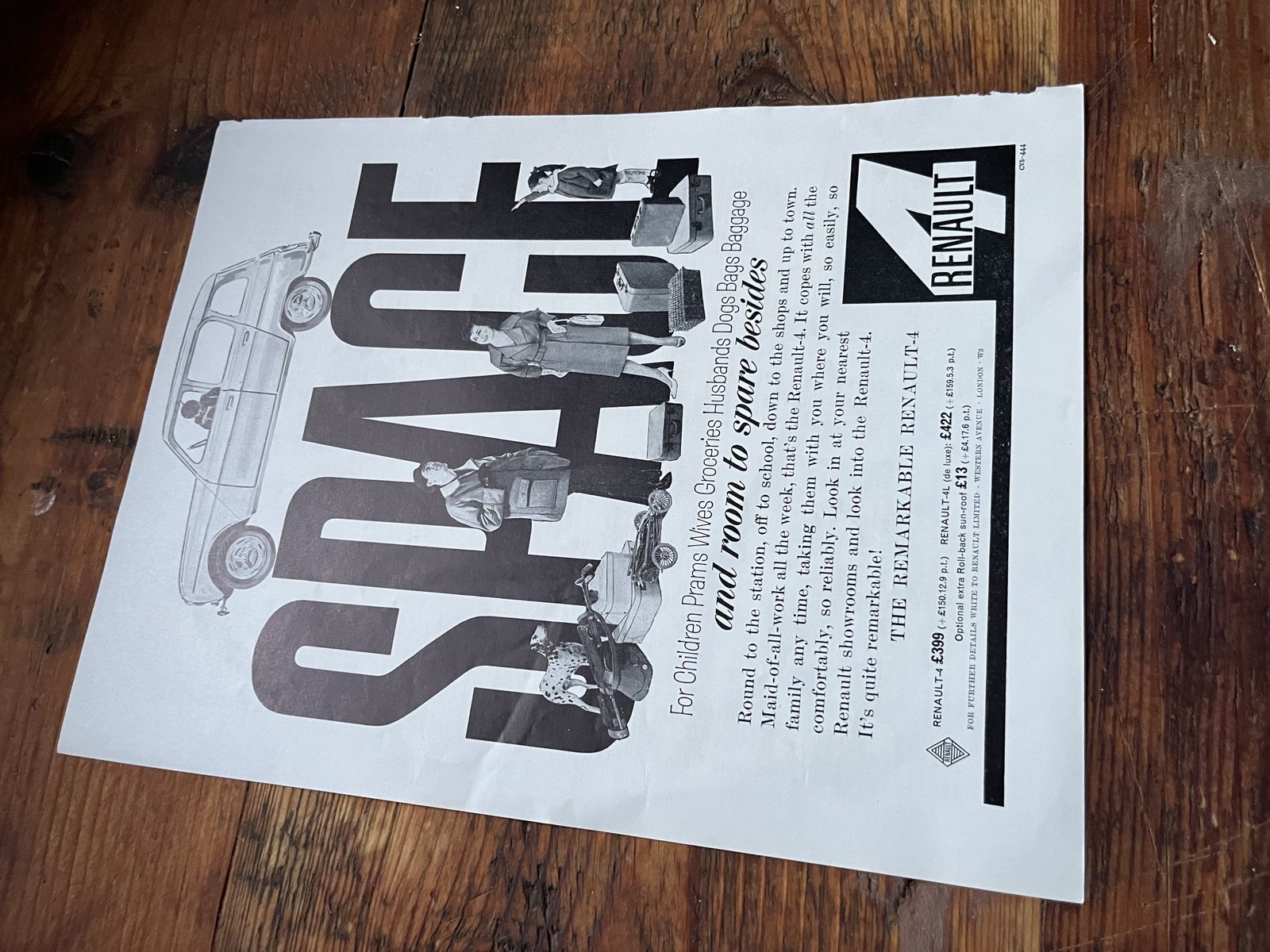 Original Renault 4 Advertising Print 1960s photo vinterior