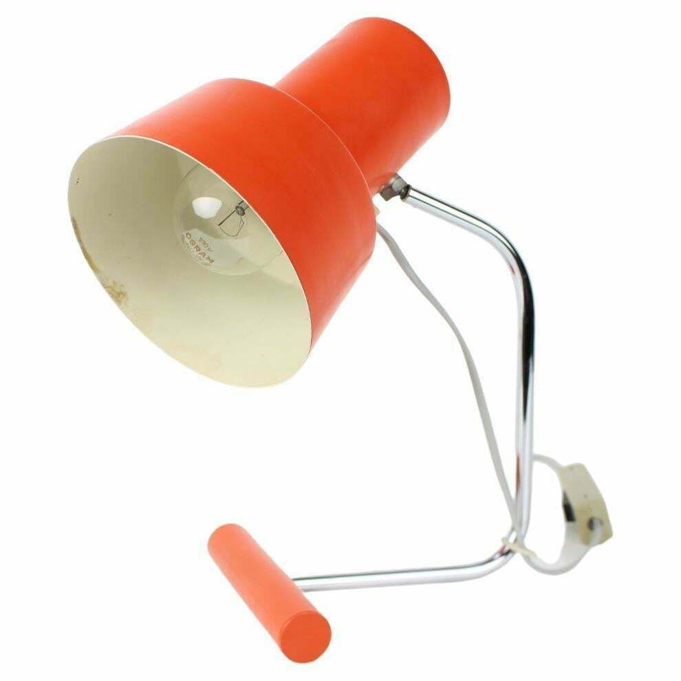 Midcentury Orange Table Lamp/Napako Designed By Josef Hurka, 1970s