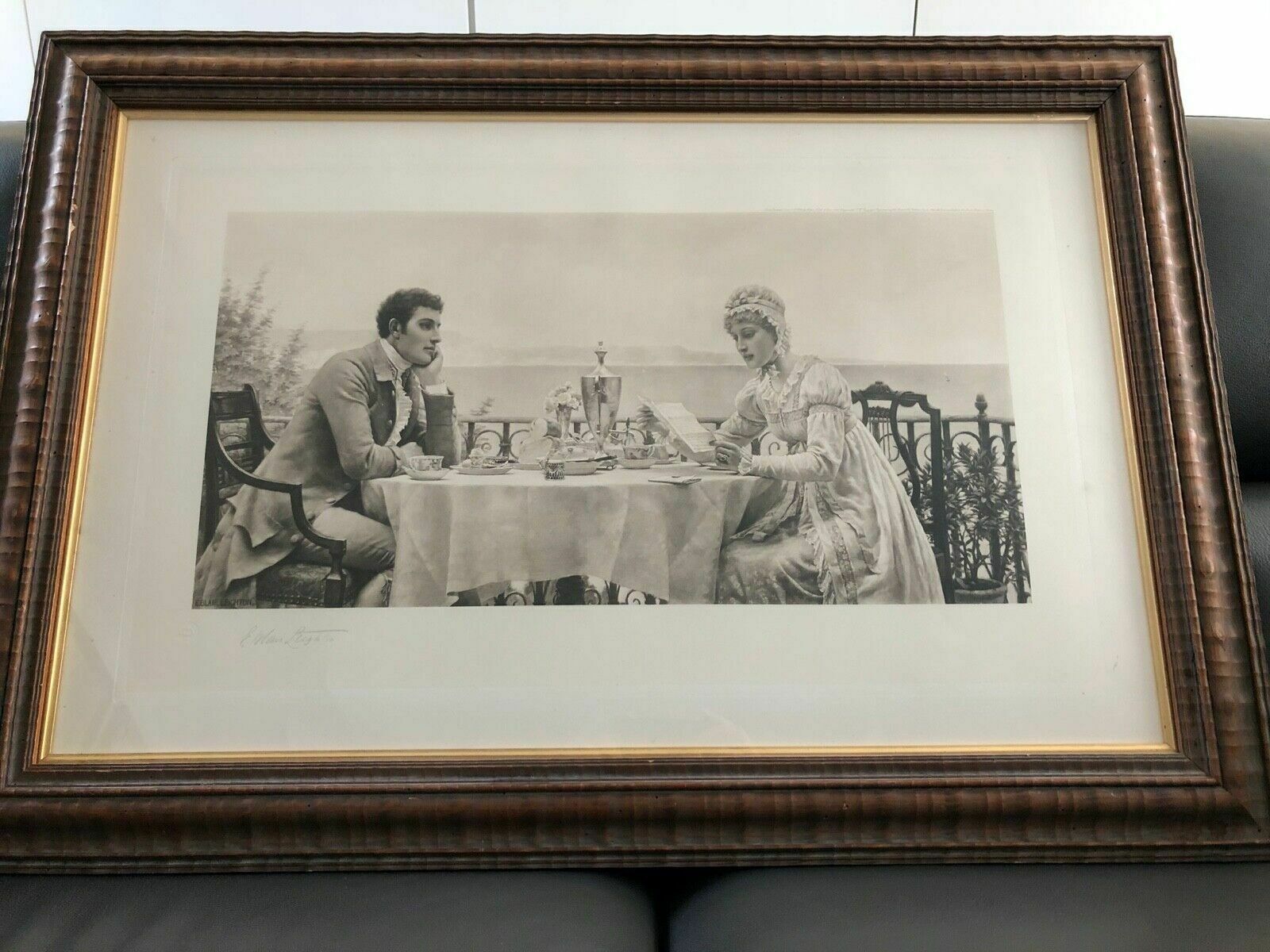 Antique Print Edmund Blair Leighton 'The Honeymoon' Framed & Authenticated By The Printsellers Association