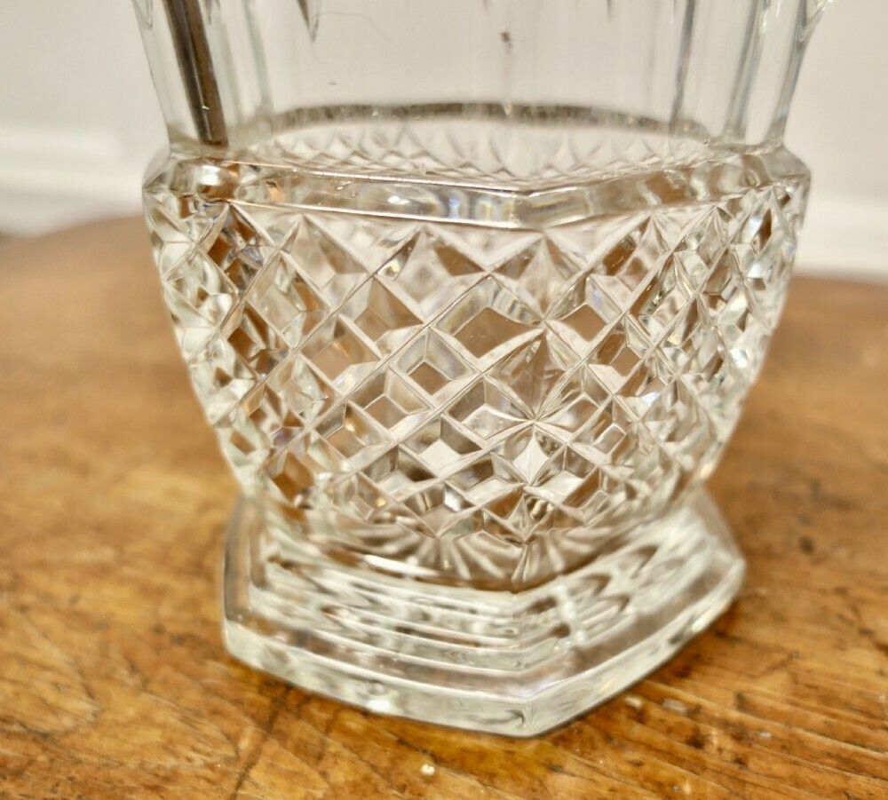 Hand Cut French Art Deco Crystal Wine Cooler With Gilded Top Rim photo 420.0