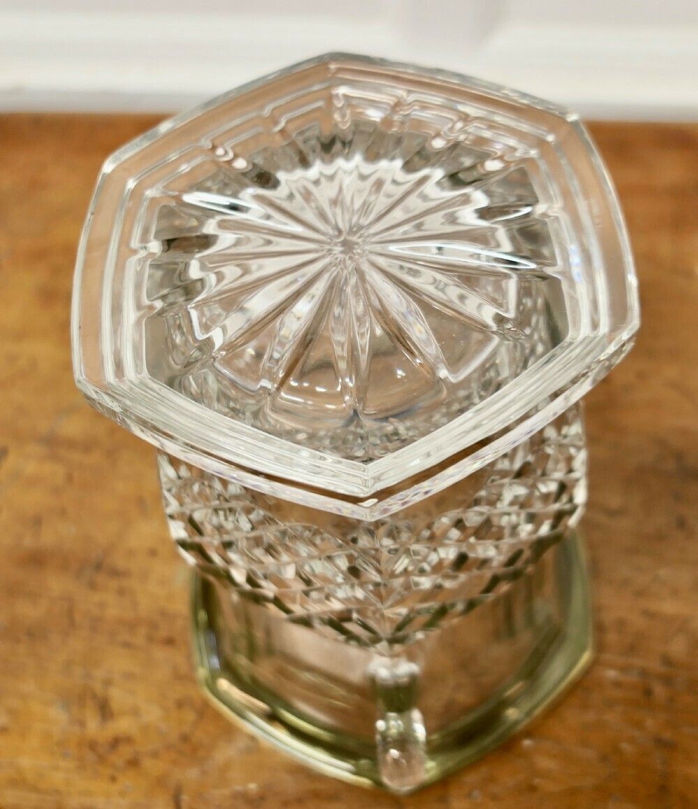 Hand Cut French Art Deco Crystal Wine Cooler With Gilded Top Rim photo buy