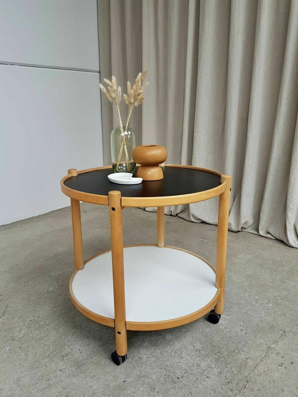 Vtg Late Mid Century Danish Modernist Side Table Trolley Scandi Retro R211