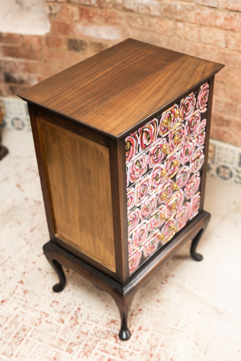 Hand Painted Chest Of Drawers With One Off Roses Design photo vinterior