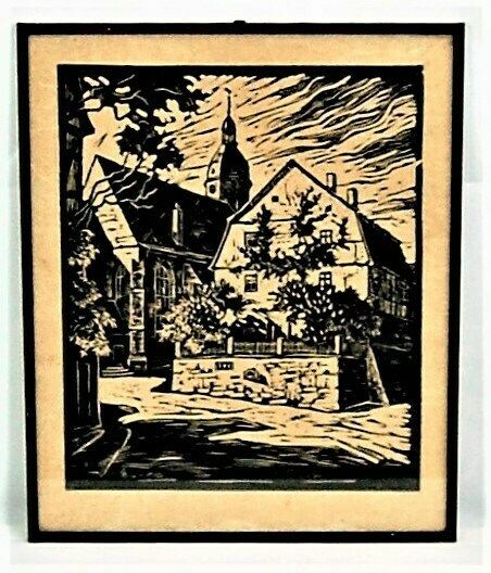 A Cold Autumn Day, Beautiful Old Engraving photo for sale