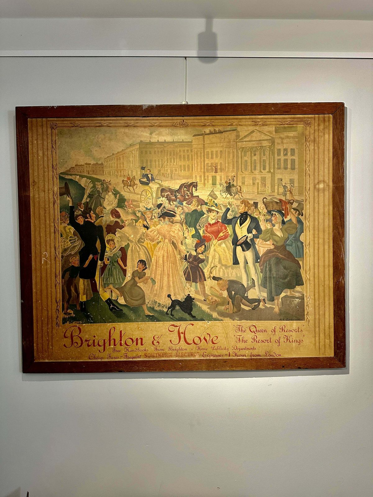 A Beautiful & Rare Large Antique Signed Lithographic Advertising Picture For Brighton & Hove “The King & Queen Of Resorts” Southern Electric Trains By photo furniture