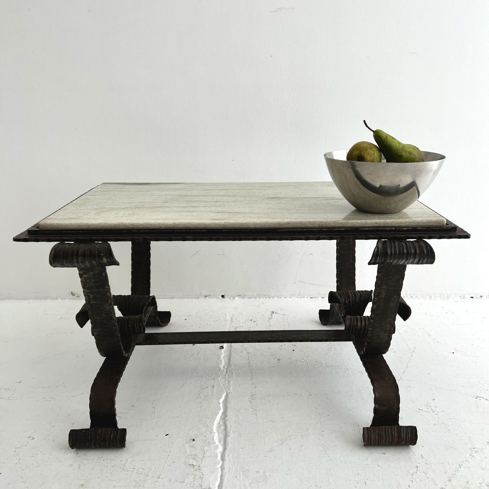 1940s Steel And Marble French Coffee Table
