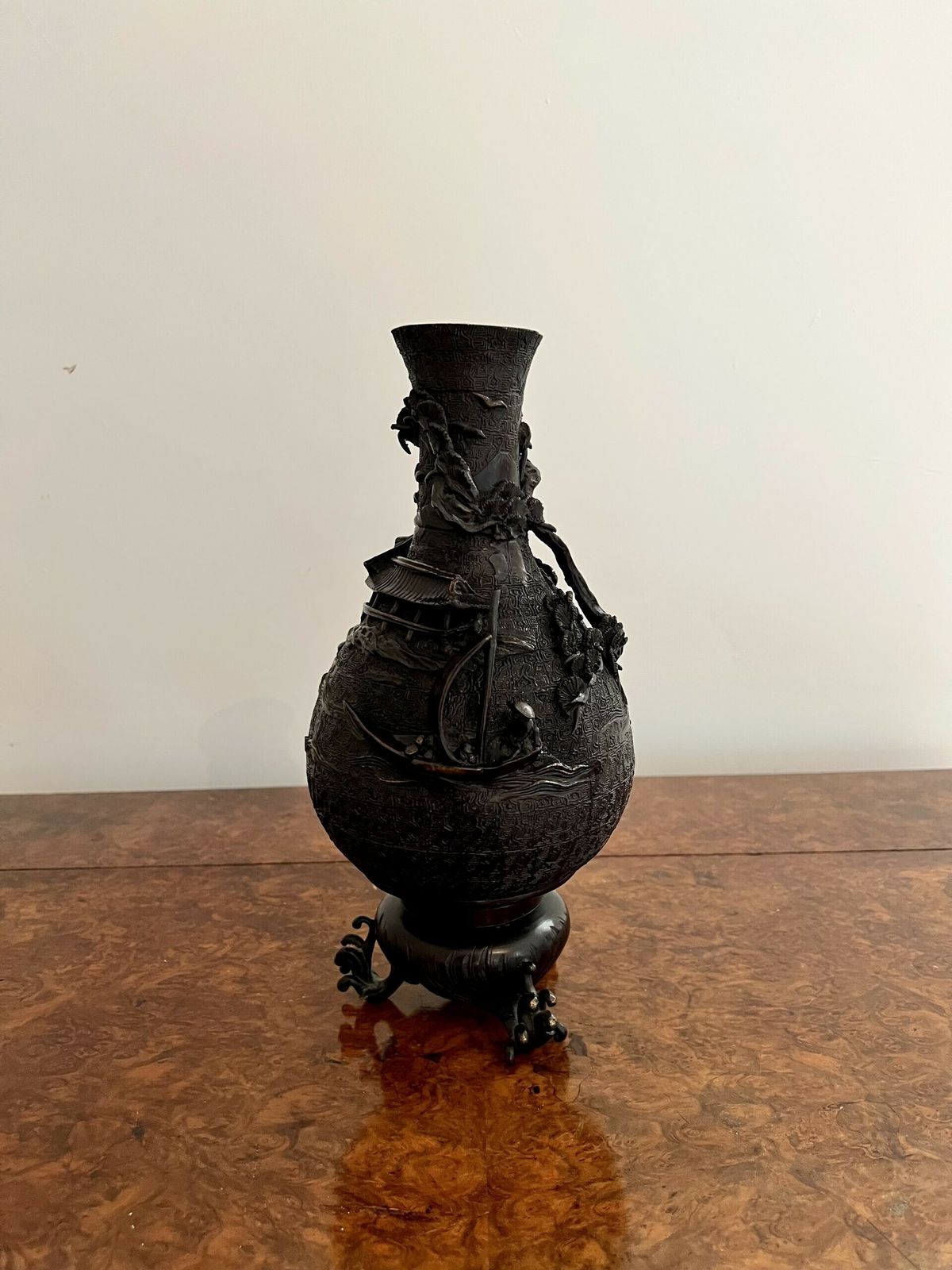 Unusual Quality Antique Japanese Bronze Vase photo Home Decor
