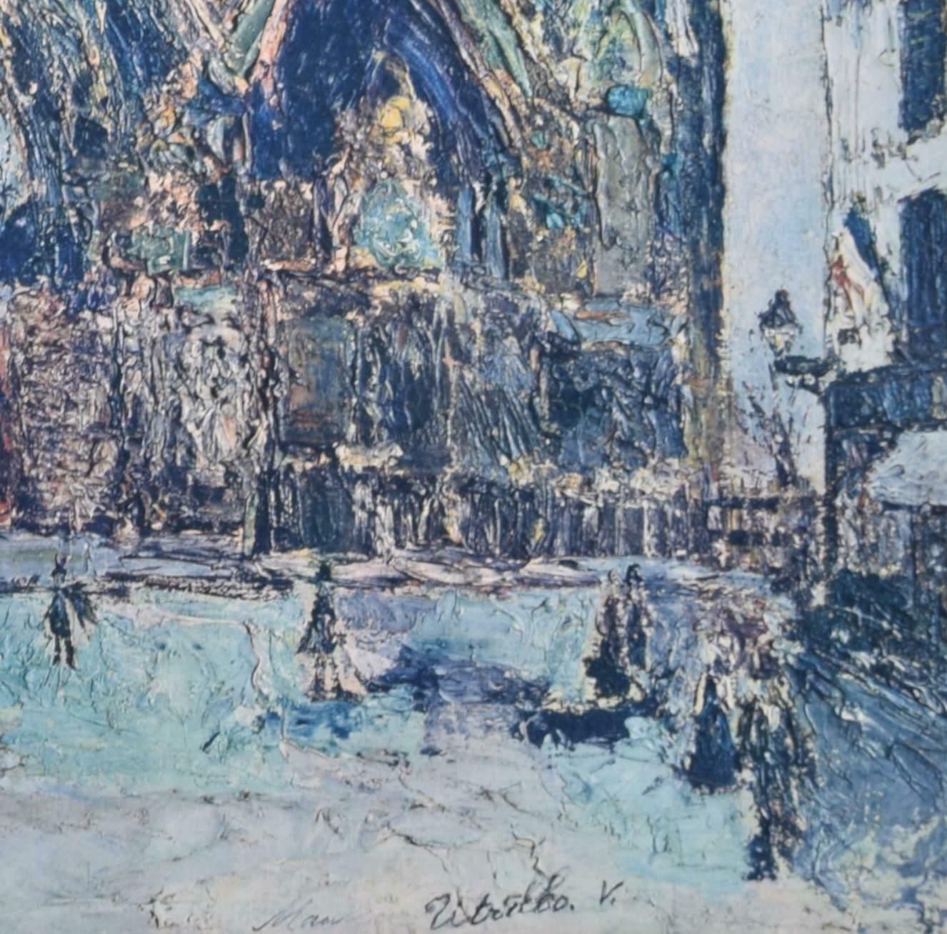 Reims Cathedral, France Poster After Maurice Utrillo Post Impressionism photo furniture