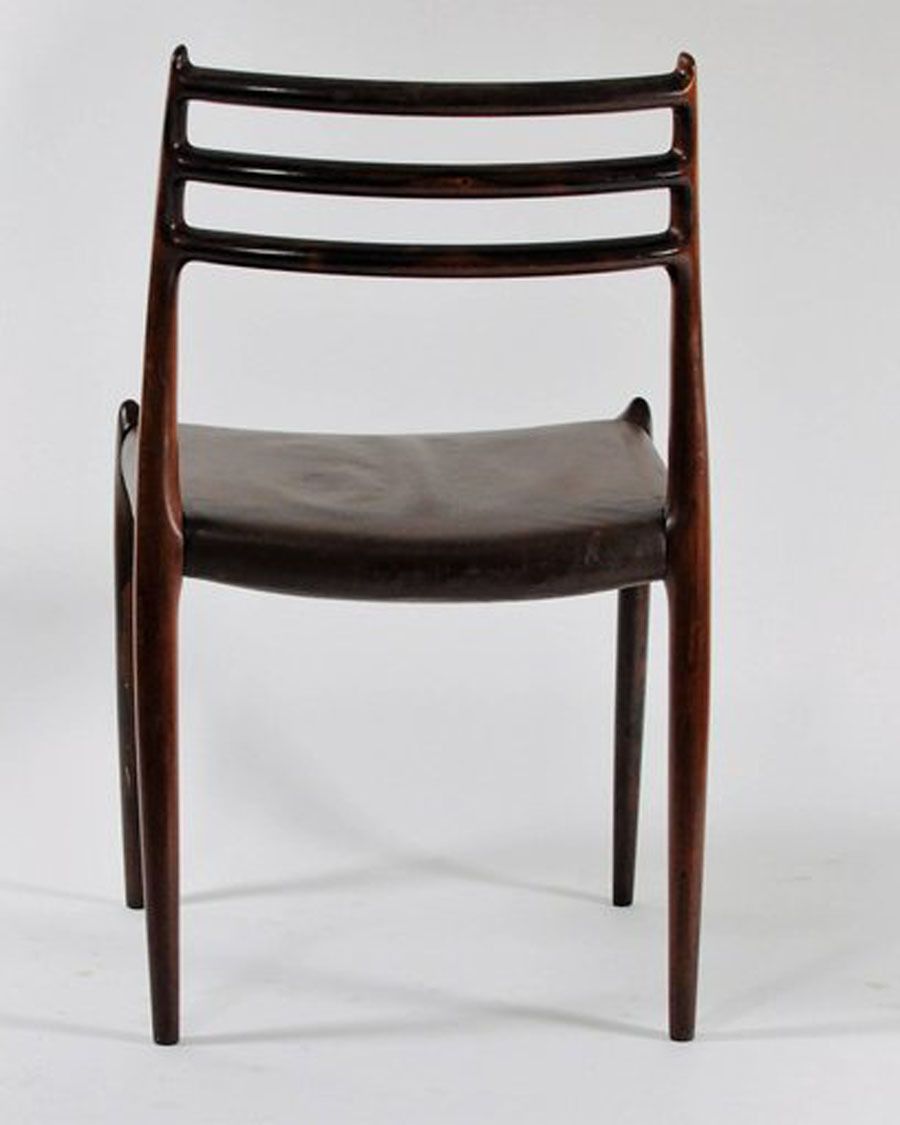 N. O. Moller Six Fully Restored Rosewood Dining Chairs Including Custom Reupholstery photo Furniture