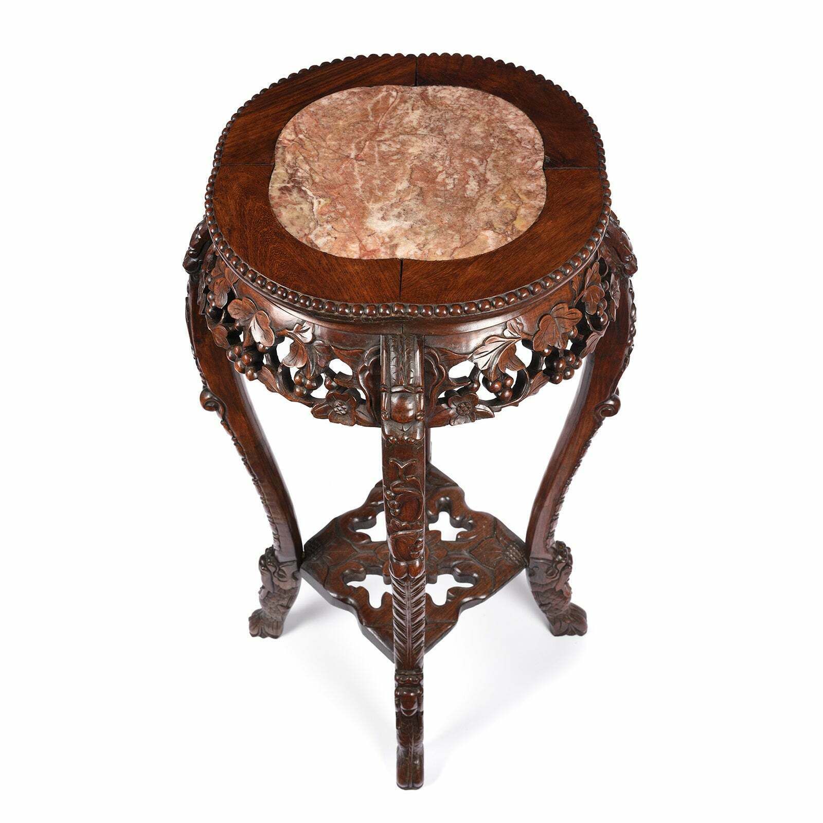 Chinese Hongmu Jardinière Stand With Inset Marble   Late 19th Century photo Furniture