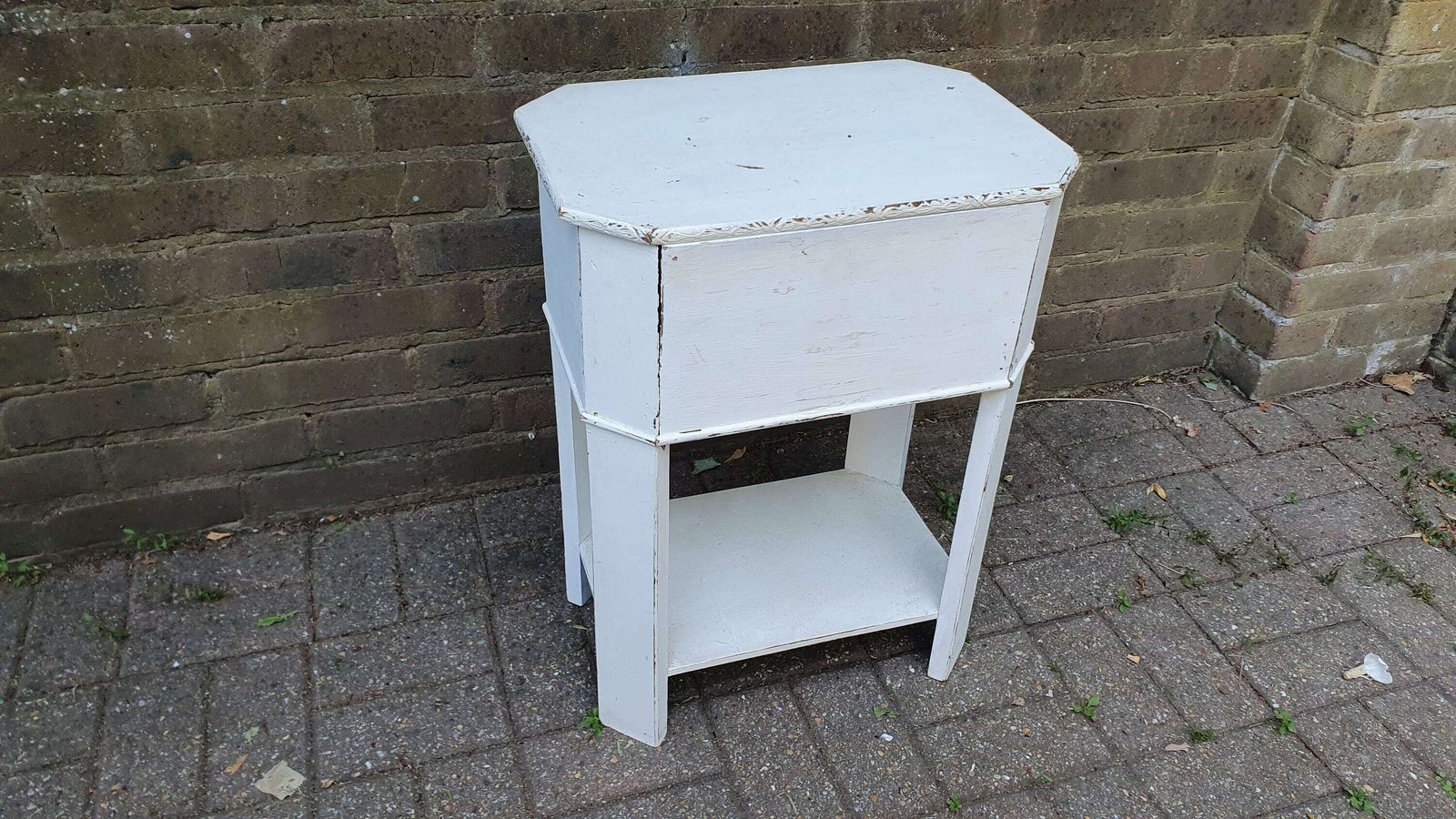 Vintage Painted Oak Work Box Occasional Table Storage Sewing photo for sale