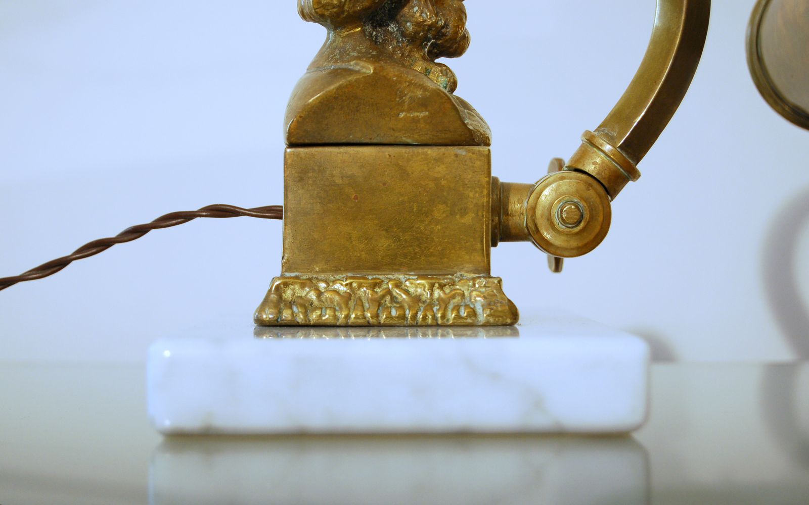photo for sale Antique Table / Wall Lamp   Brass And Carrara Marble   Italy 1920 / 40