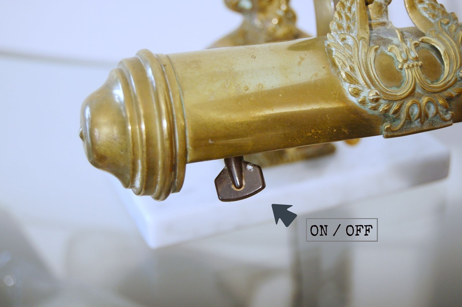 Antique Table / Wall Lamp   Brass And Carrara Marble   Italy 1920 / 40 photo buy