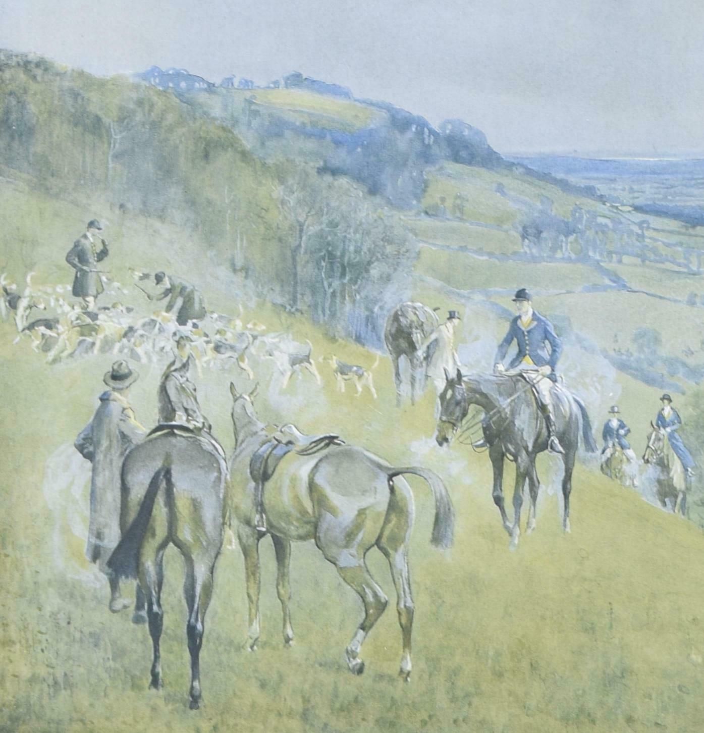 Lionel Edwards The Beaufort Hunt Above The Sodbury Vale Hunting Print By Lionel Edwards photo for sale