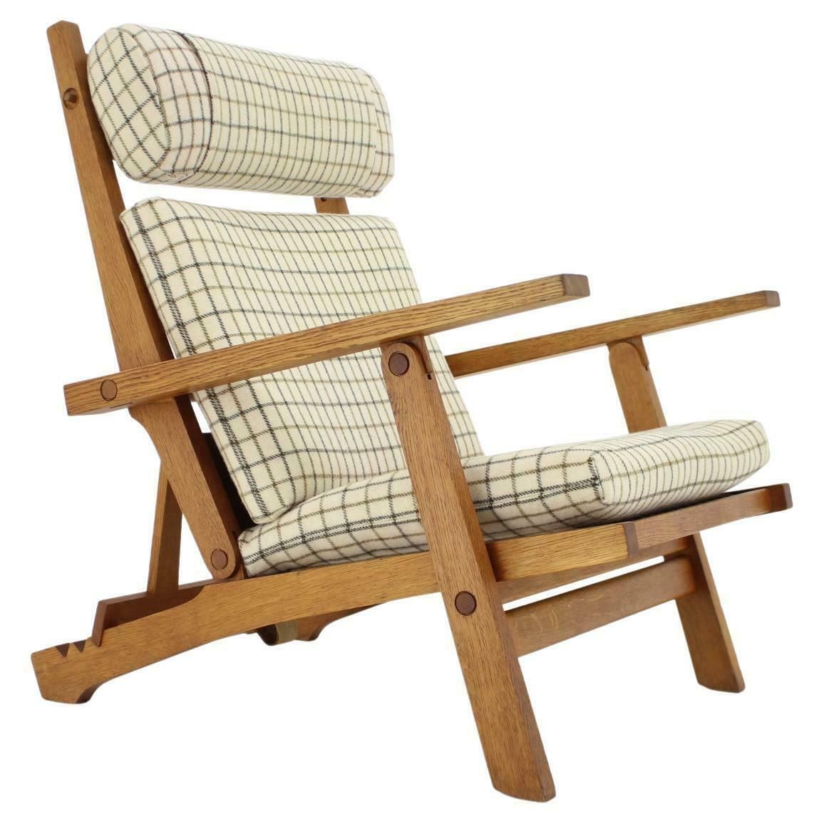 Rare Hans J. Wegner Oak Reclining Lounge Chair Model Ap71, Denmark 1968