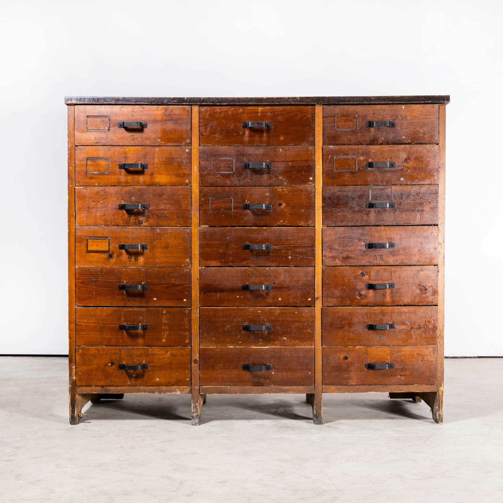 photo for sale 1950’s Orginal French Workshop Bank Of Drawers – Twenty One Drawers