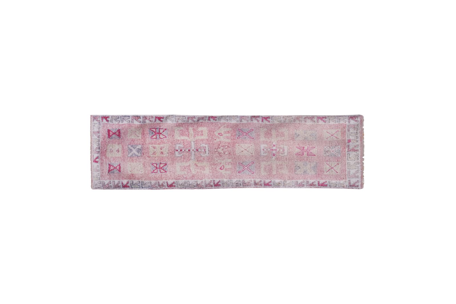 1960s Vintage Faded Turkish Herki Runner 2'10'' X 9'9'' photo for sale