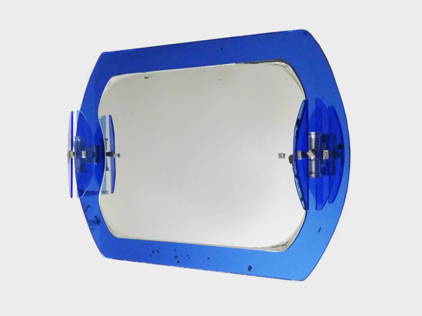 Large Cobalt Blue Veca Mirror And Wall Lights In 2 Shades Veca Fontana Arte Italy photo 626.08