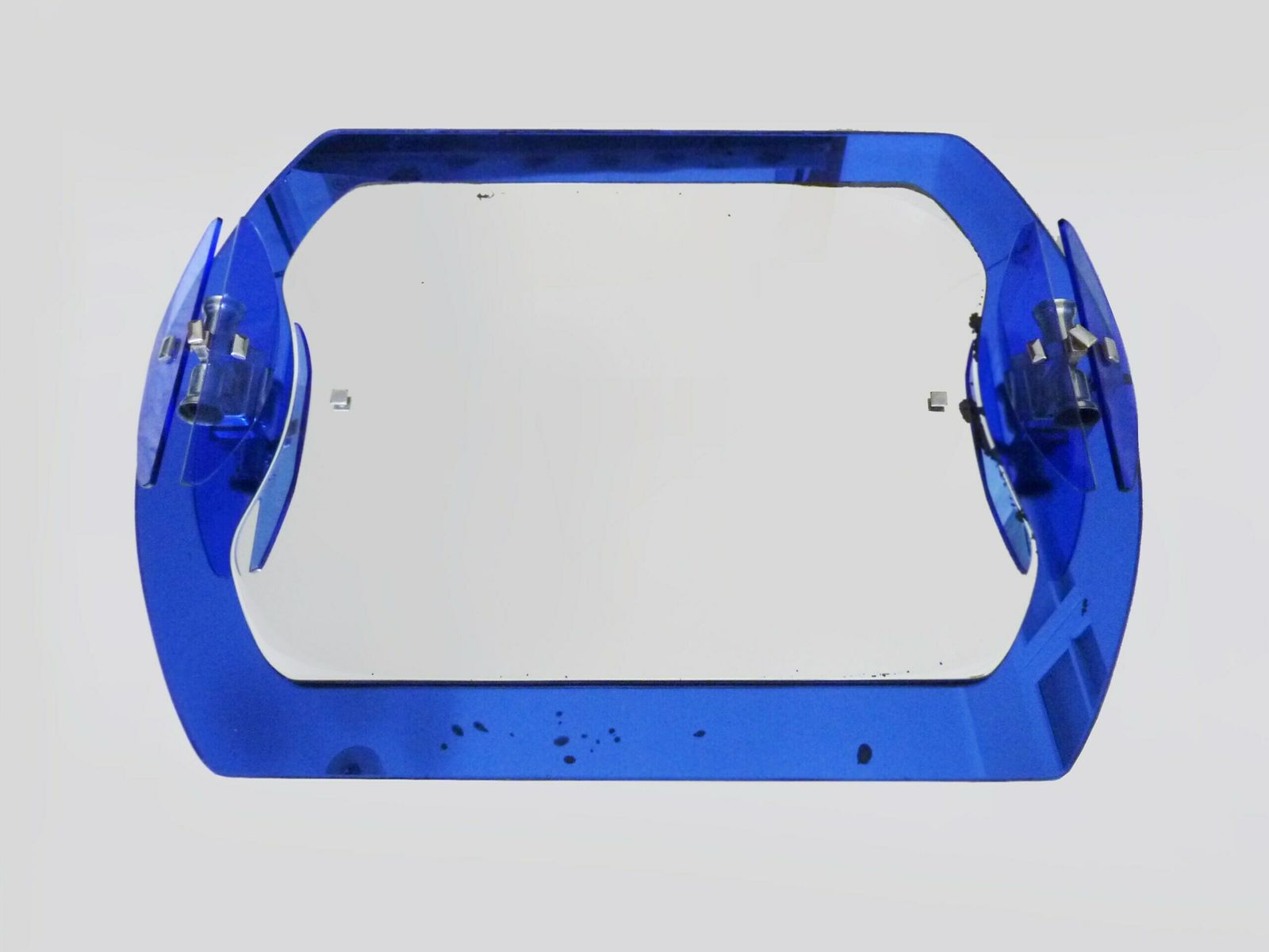 Grand miroir Veca bleu cobalt et appliques murales en 2 teintes Veca Fontana Arte Italie photo vinterior