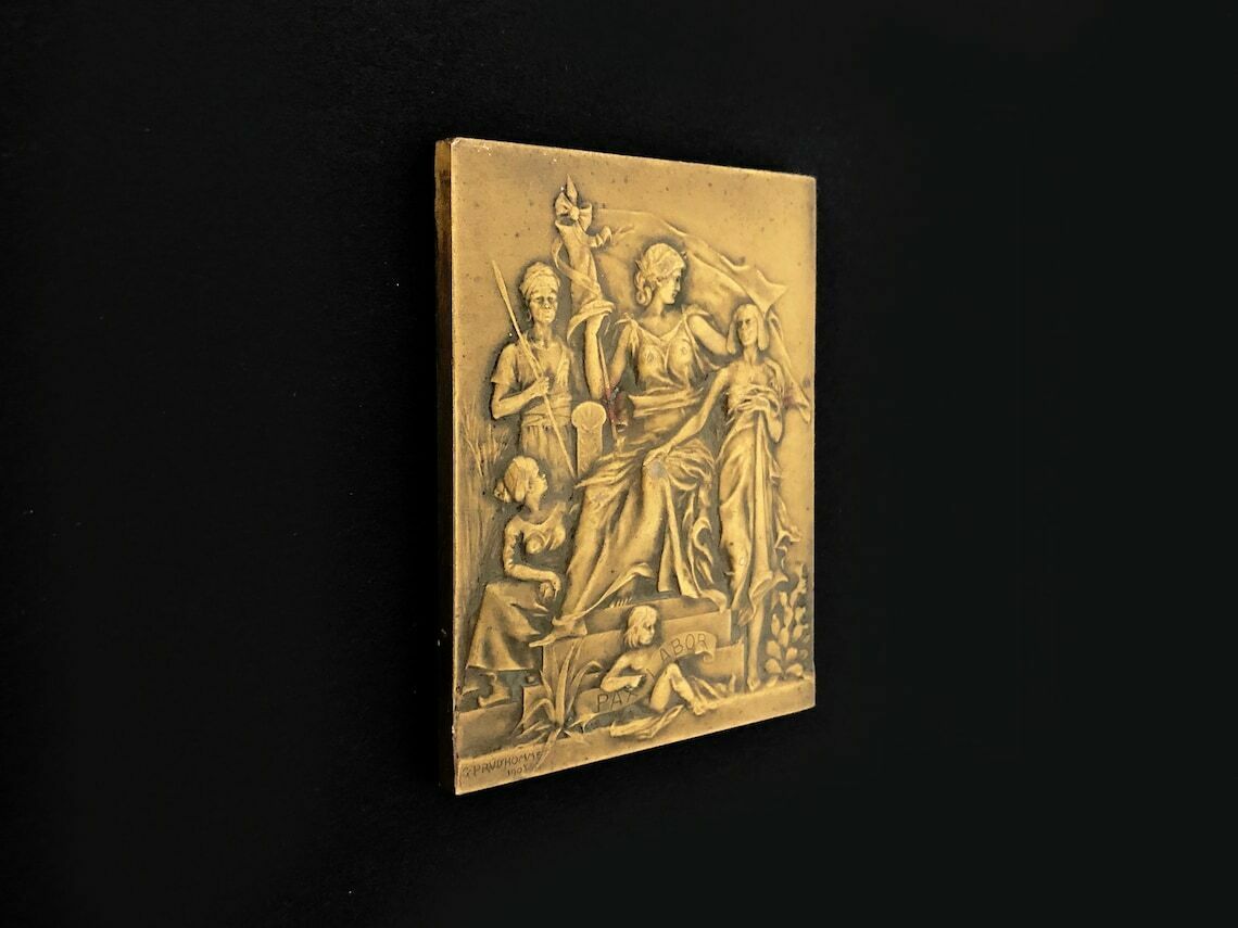 Pax Labor-medaille (Vrede door Arbeid) in brons door G.Prudhomme photo furniture