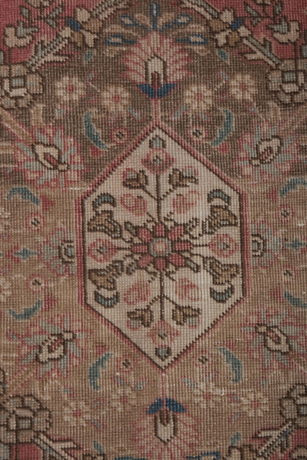 1970s Vintage Hand Knotted Distressed Low Pile Caucasian Style Rug photo furniture