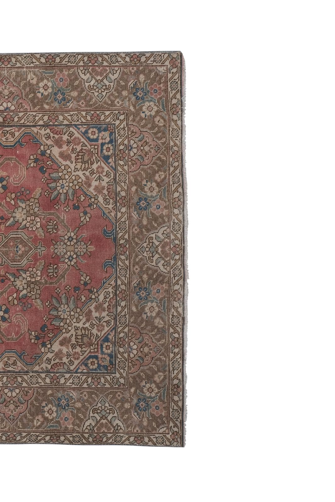photo for sale 1970s Vintage Hand Knotted Distressed Low Pile Caucasian Style Rug