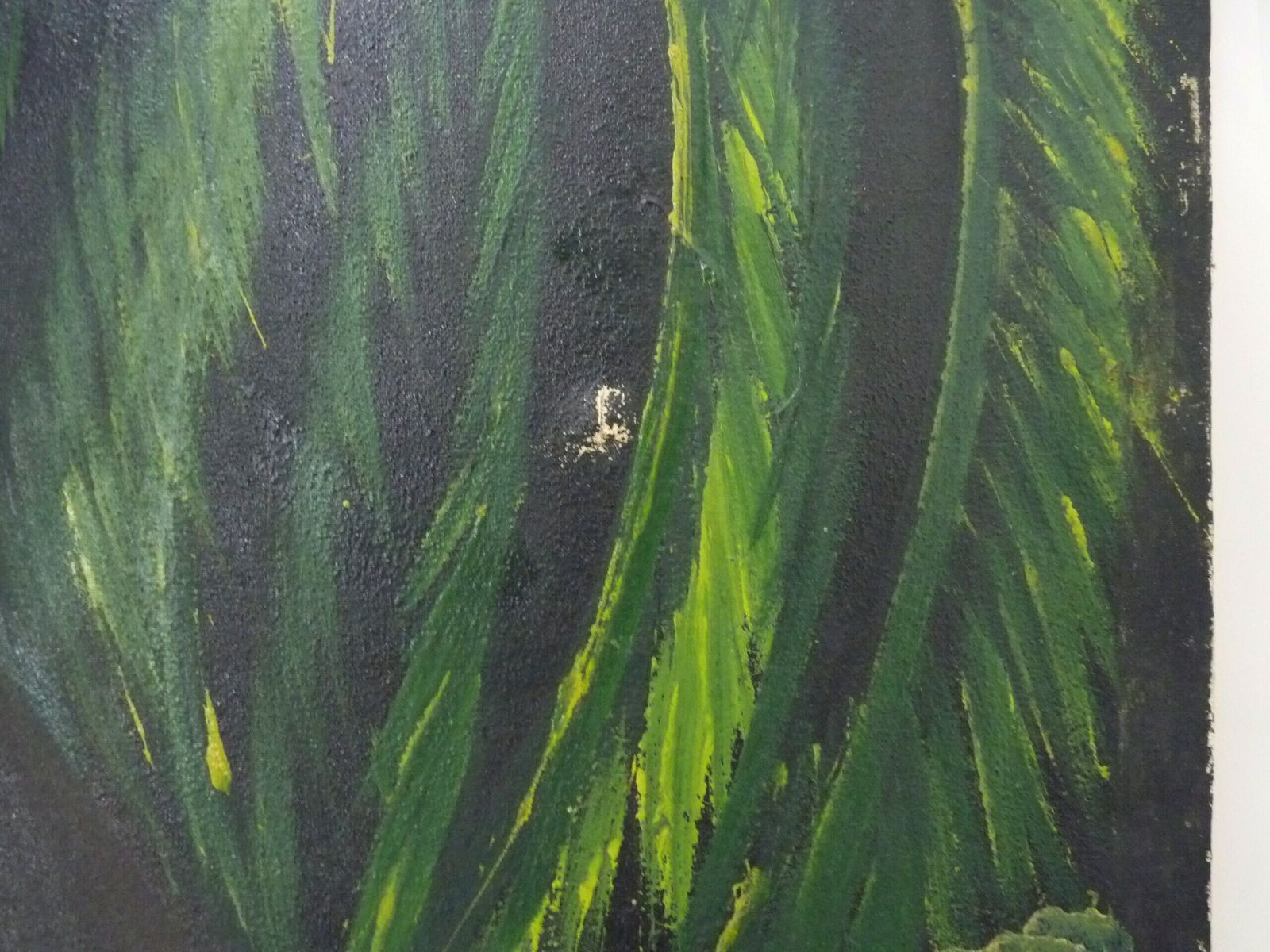 Grande huile sur toile signée S.Demouk, paysage africain, huile ethnique photo 424.32