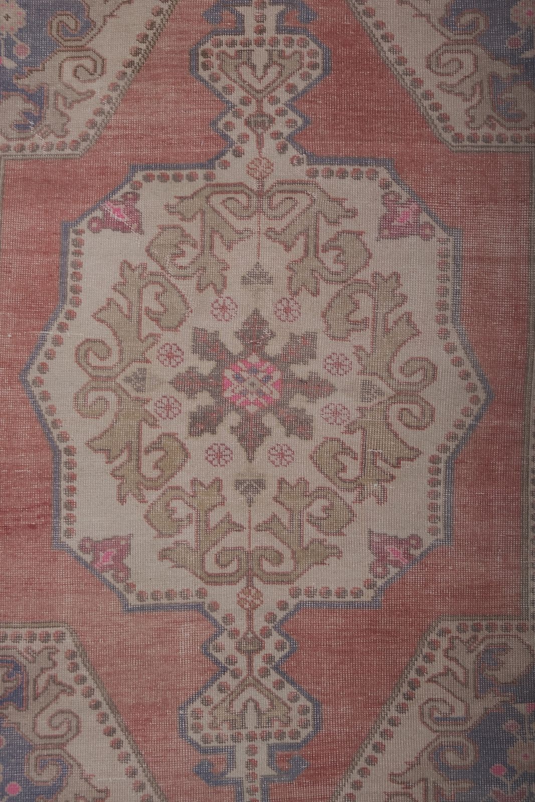 1950s Vintage Red Turkish Handmade Geometric Anatolian Rug 4'5'' X 7'4'' photo 500.0