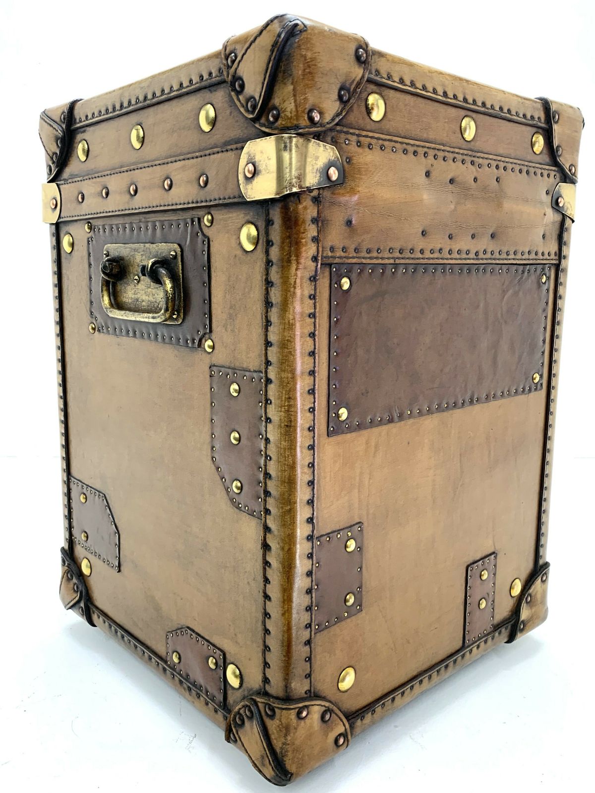 Vintage Style Trunk   Leather With 2 Brass Locks And Royal Coat Of Arms To The Top photo 685.0