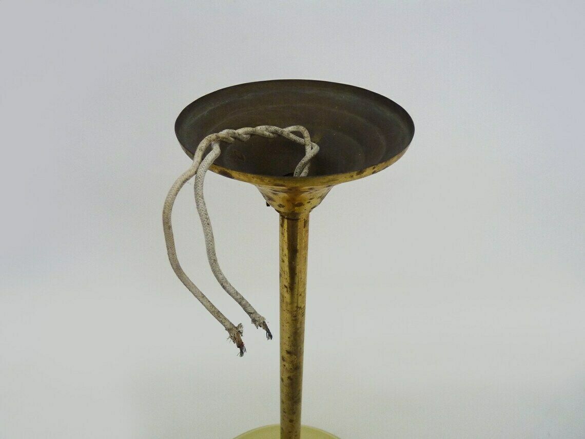 Suspension globe jaune granité, liseré doré, ancien abat-jour Art déco photo buy