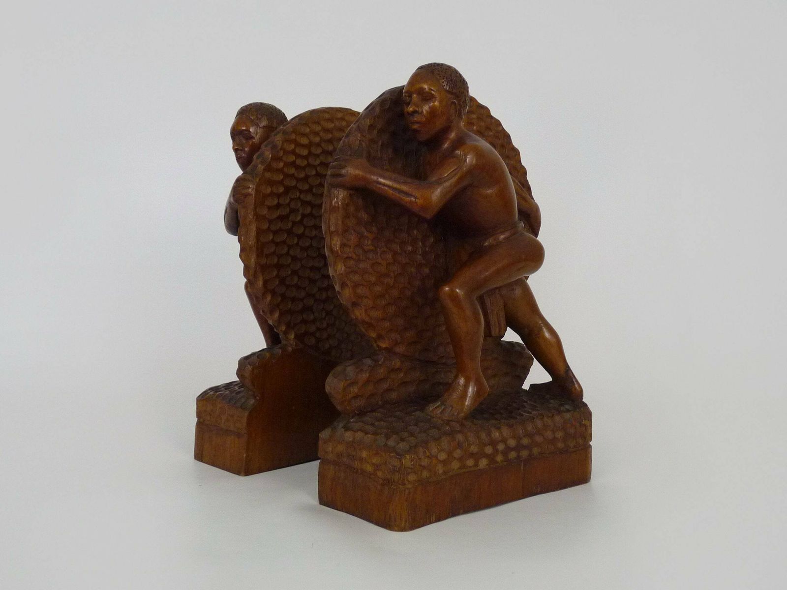 Pair Of Africanist Rosewood Bookends, Art Deco By B Ralisam