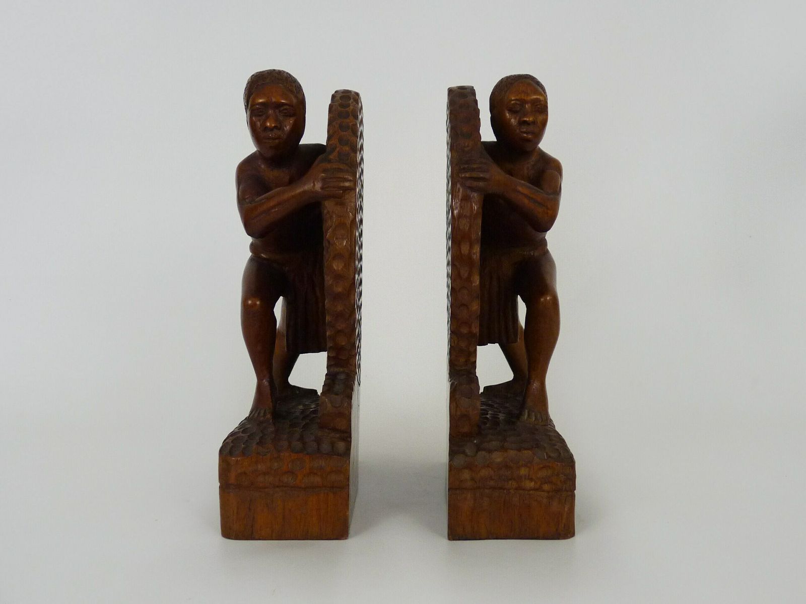 Pair Of Africanist Rosewood Bookends, Art Deco By B Ralisam photo for sale