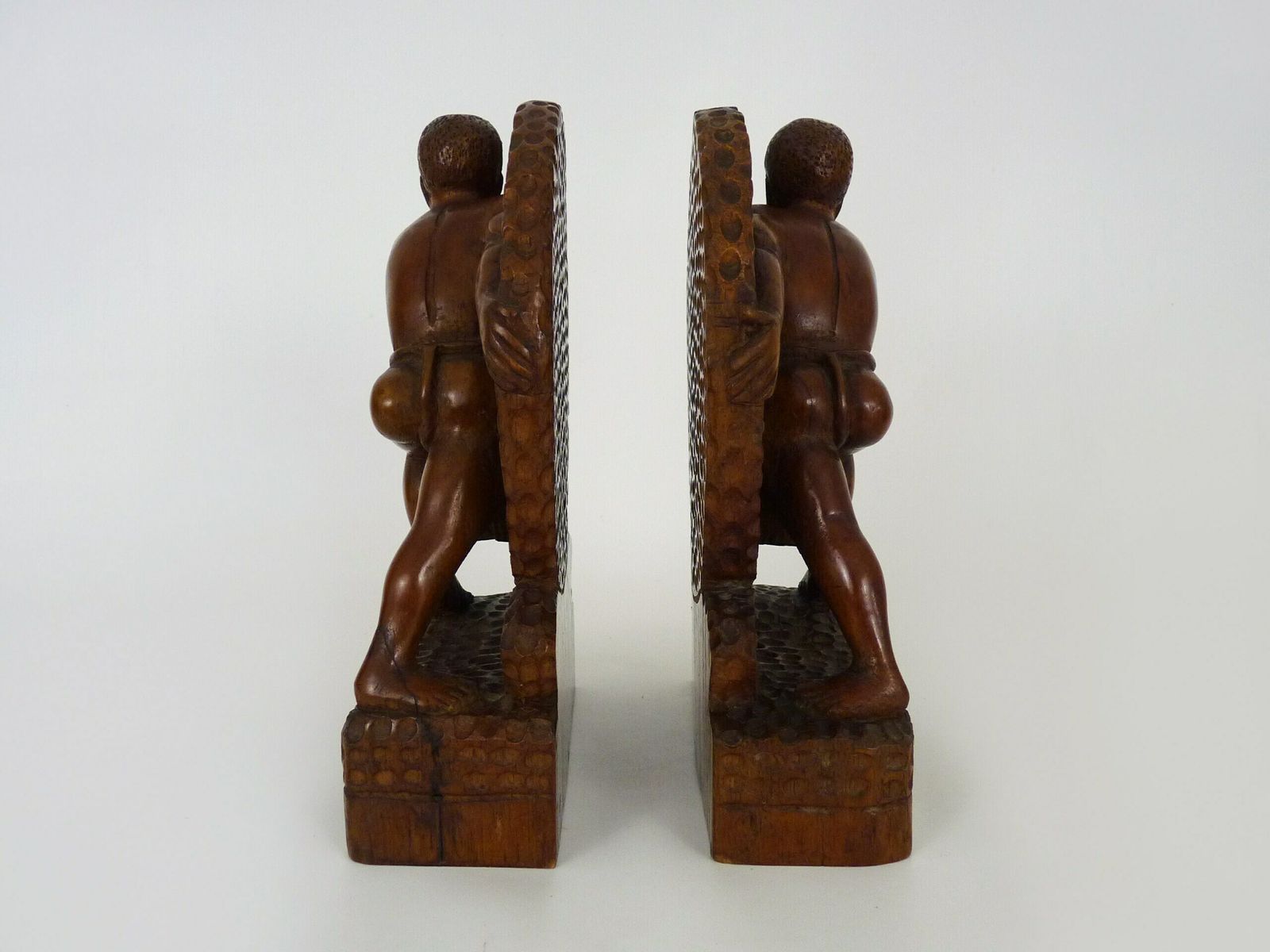 Pair Of Africanist Rosewood Bookends, Art Deco By B Ralisam photo vintage