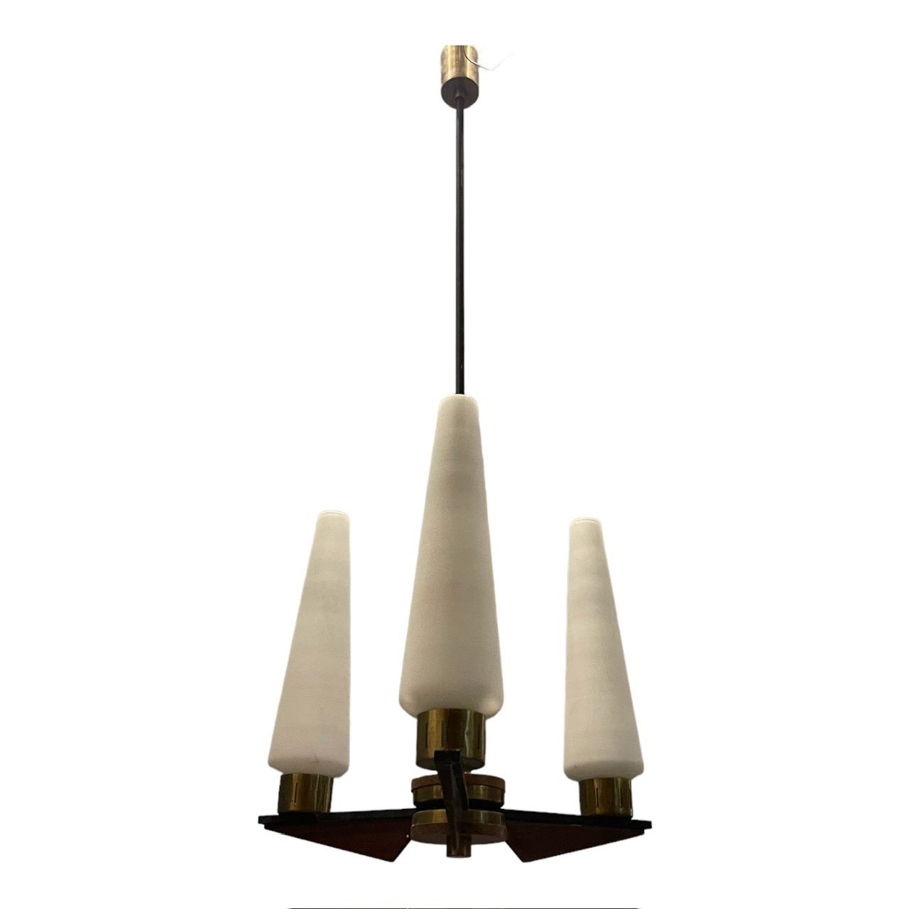 Stilnovo Opaline Glass Brass Light Pendant 1950’s photo furniture