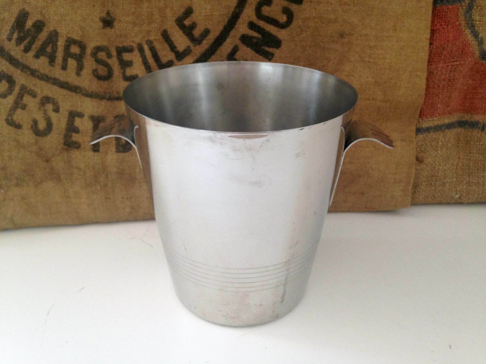 Seau à champagne Letang Remy en acier inoxydable, vers 1970 photo furniture