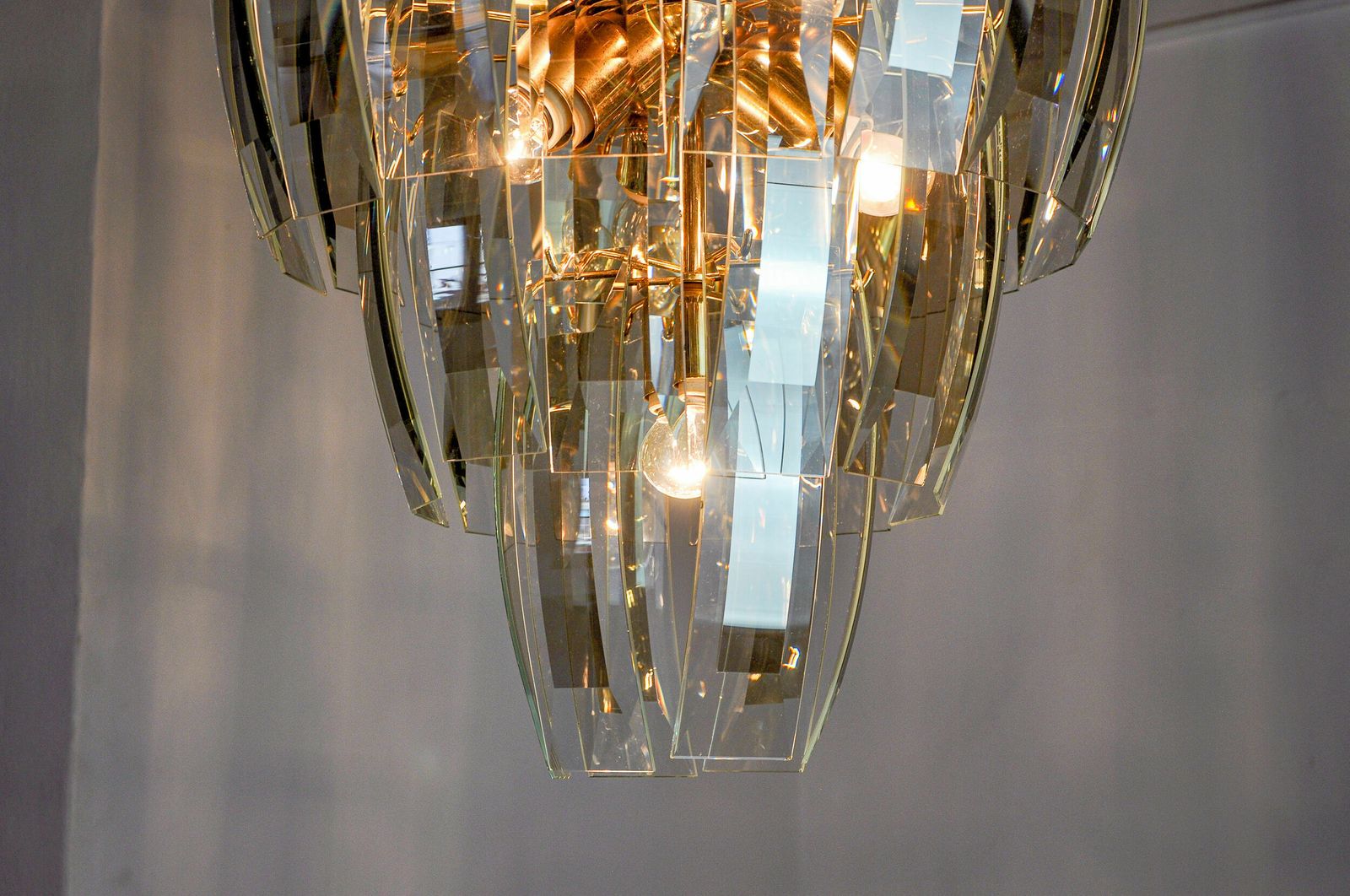 Black Veca Chandelier 3 Levels, Murano Glass, Italy, 1970 photo vintage