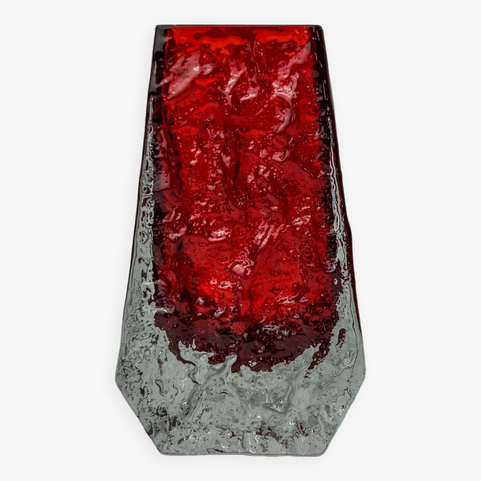 Red Sommerso Ice Effect Vase By Seguso, Murano, Italy, 1970