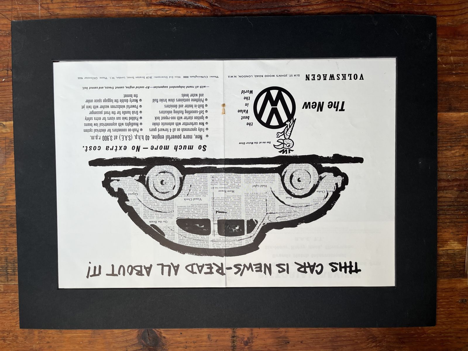 Original Volkswagen Advertising Print 1960s photo Art