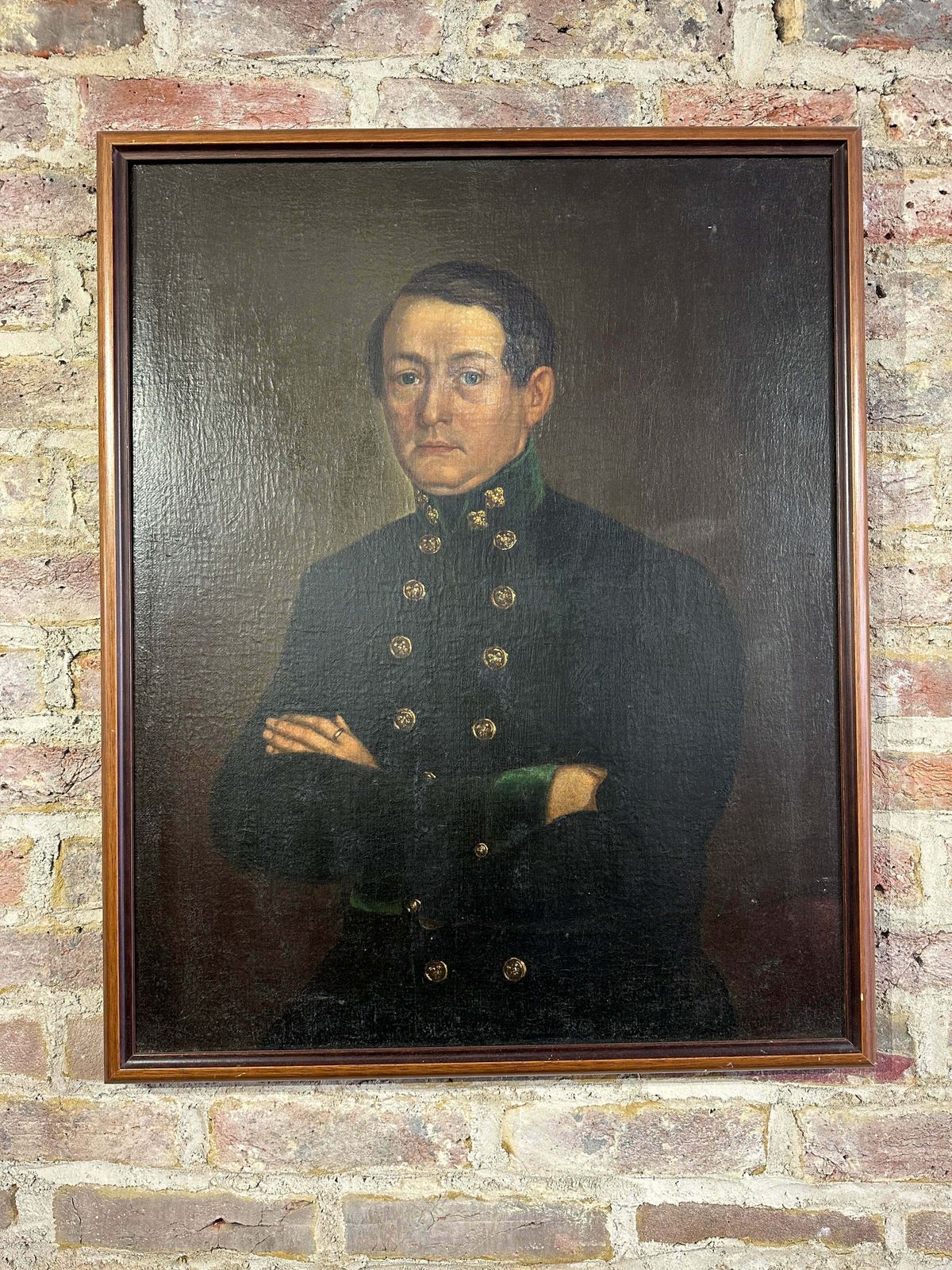A Beautiful & Rare Antique Russian Oil On Canvas Of A Military Officer Circa 1840 photo for sale