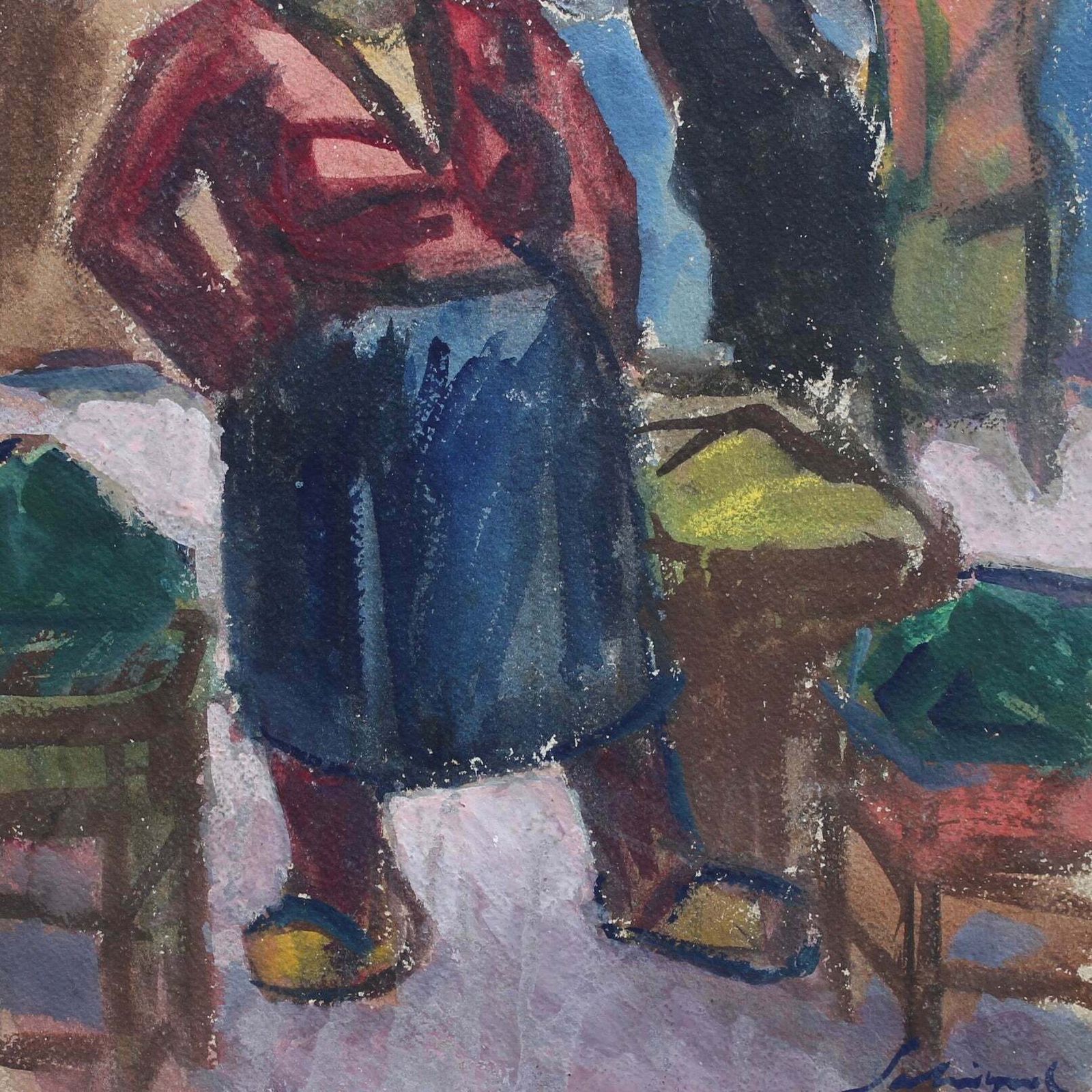 photo furniture 'The Market Seller In Nice' By Alfred Salvignol (Circa 1950s)
