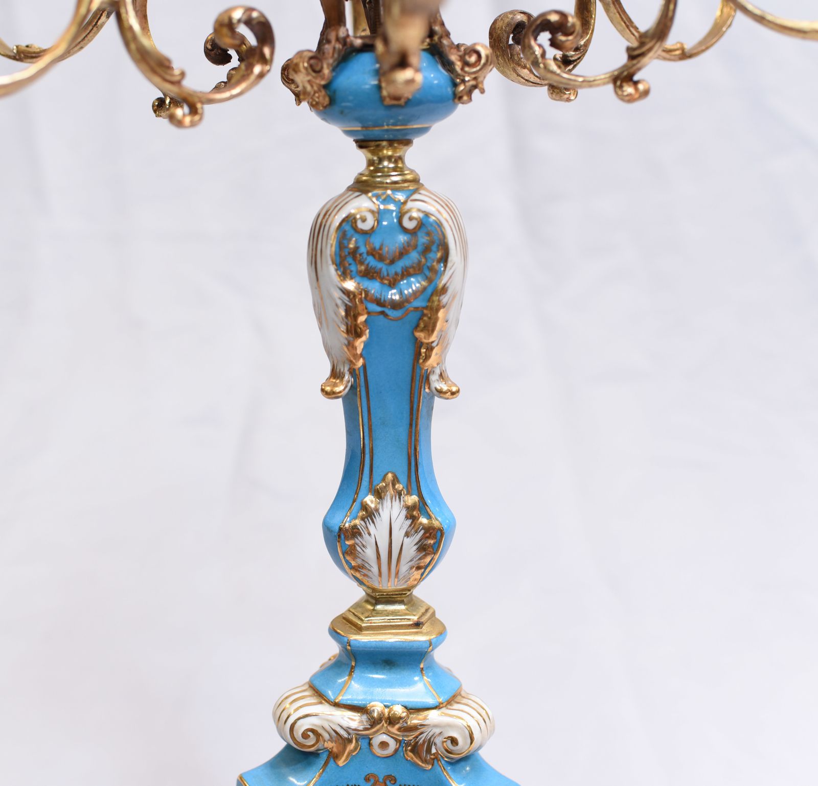 Pair Porcelain Candelabras   French Sevres Gilt Candelabrum photo buy