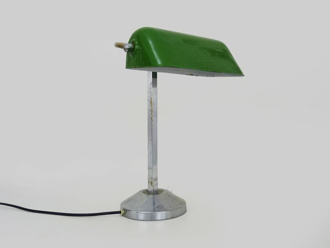 Niam Bureaulamp Met Beweegbare Kop, Donkergroen En Chroom