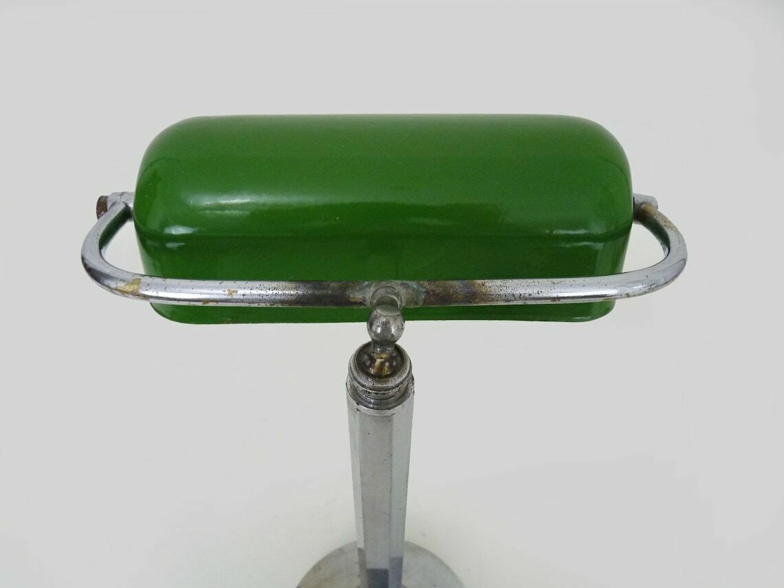 photo furniture Niam Desk Lamp With Articulated Head, Dark Green And Chrome Color