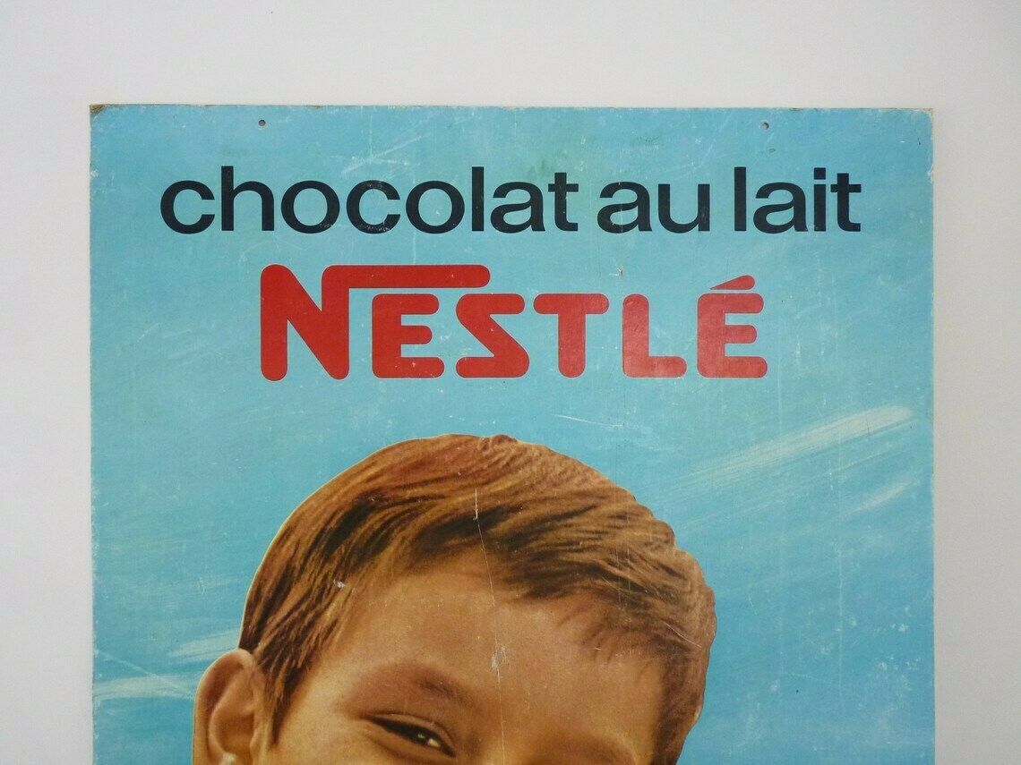Old Nestlé Milk Chocolate Double Sided Cardboard Poster photo for sale