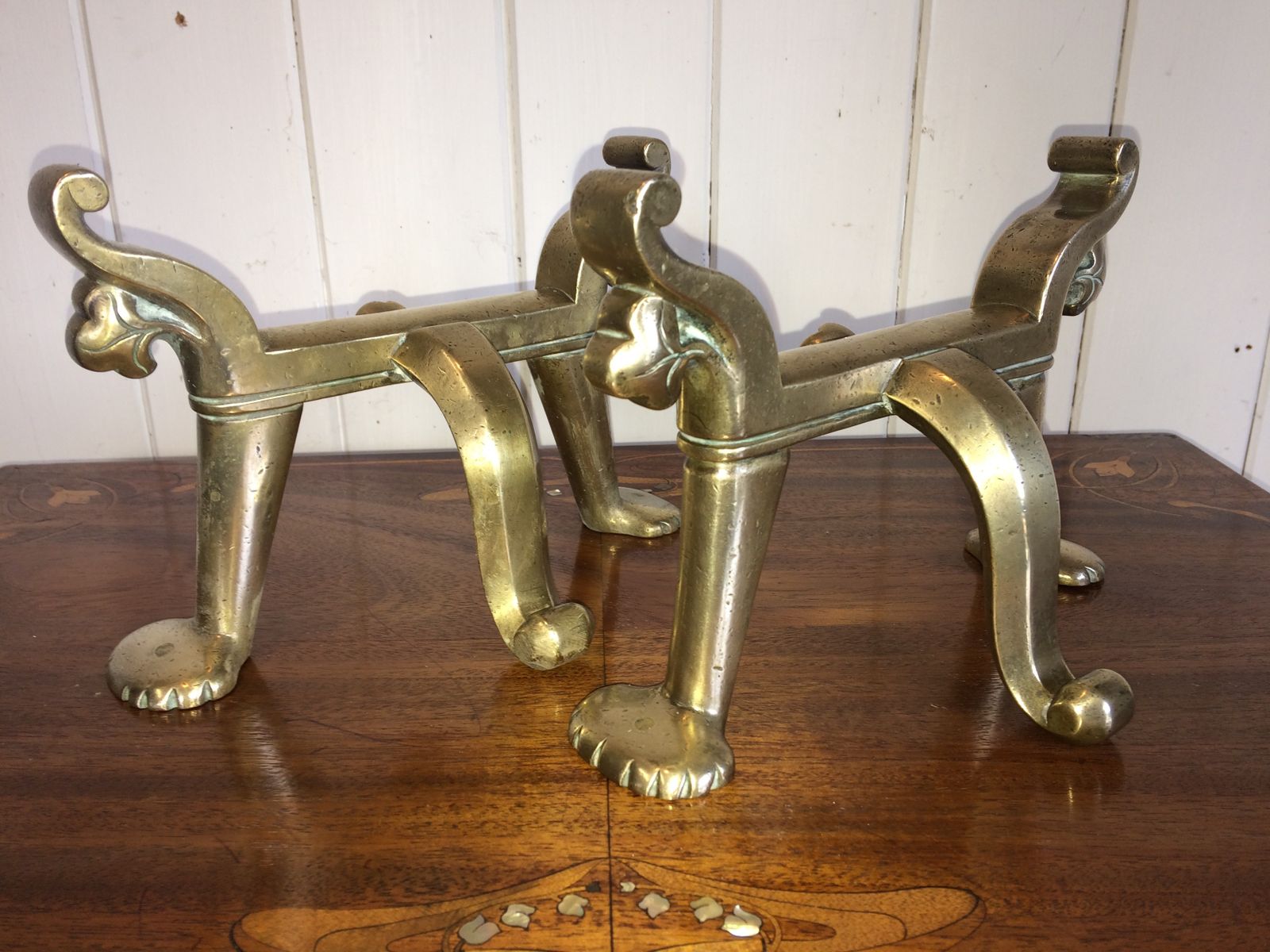 Arts And Crafts Brass Fire Dogs By Benham &Froud photo furniture