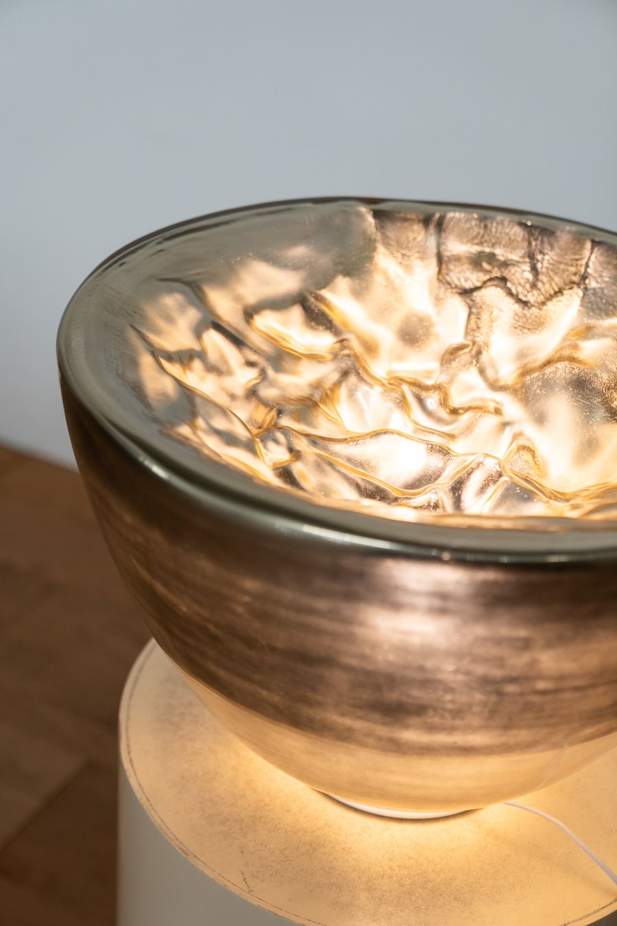 photo vinterior Table Lamp In Murano Glass, Translucent, Silver, By Carlo Nason, For Mazzega, 1970