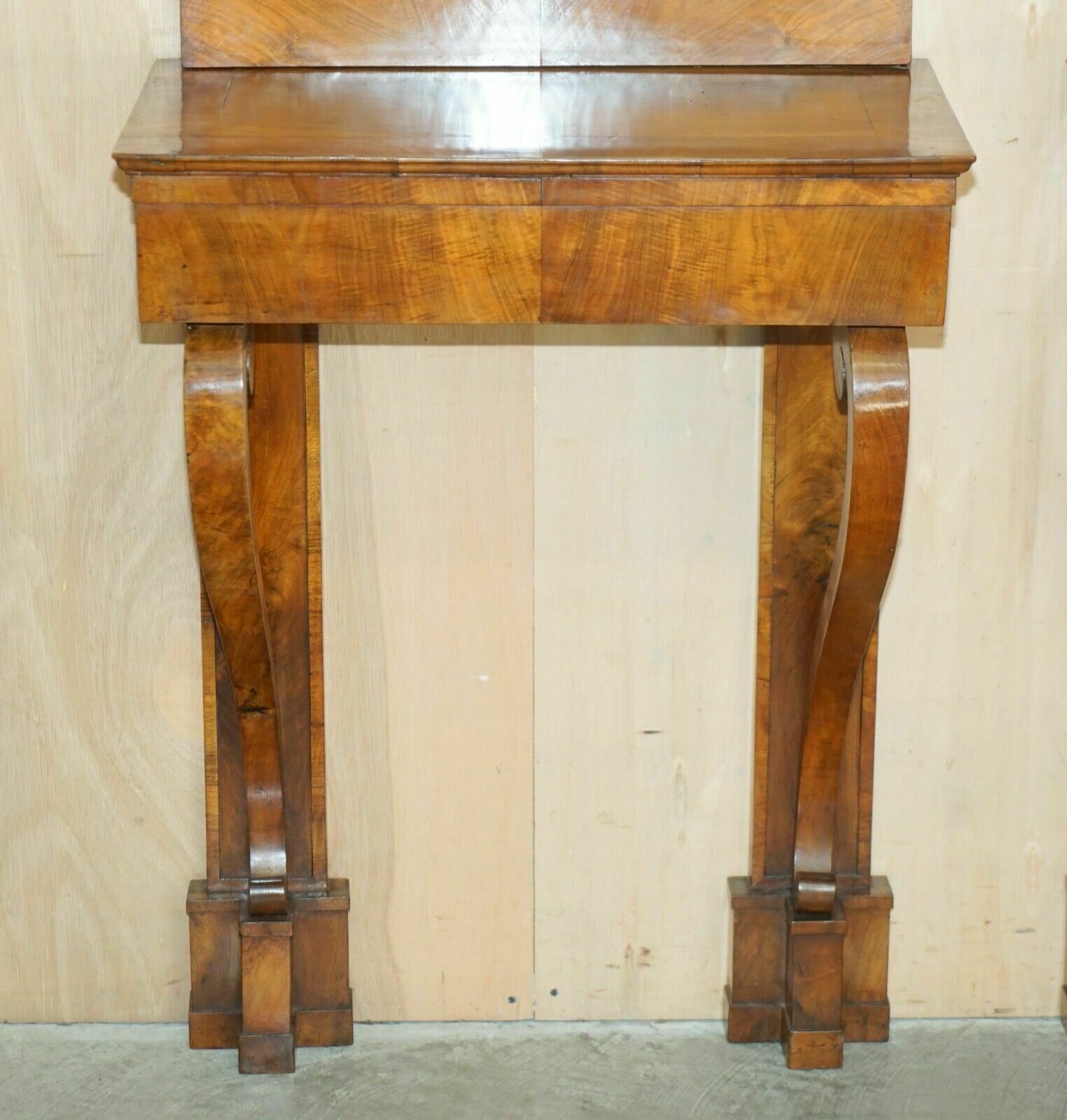 9950.0 Pair Of Fully Restored Antique Circa 1815 Regency Walnut Console Tables & Mirror photo
