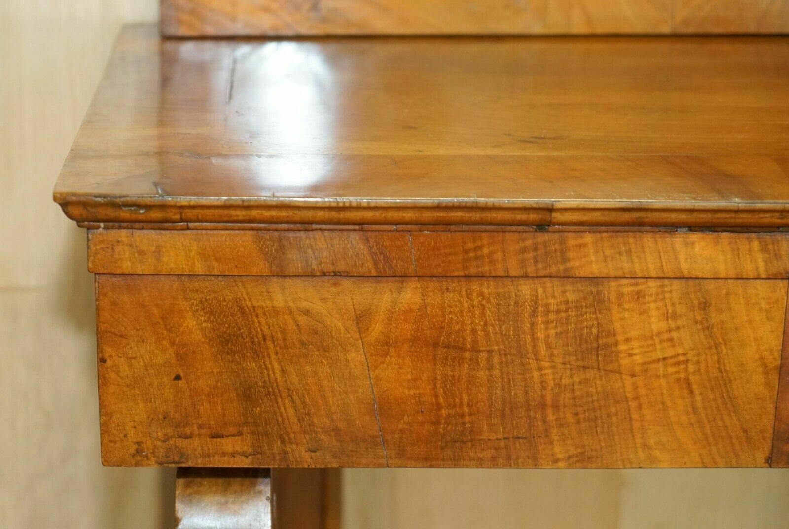 photo vinterior Pair Of Fully Restored Antique Circa 1815 Regency Walnut Console Tables & Mirror