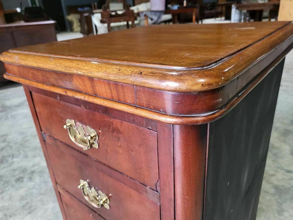 photo for sale Vintage 20thc Slim 4 Drawer Side End Chest Of Drawers Brass Handles