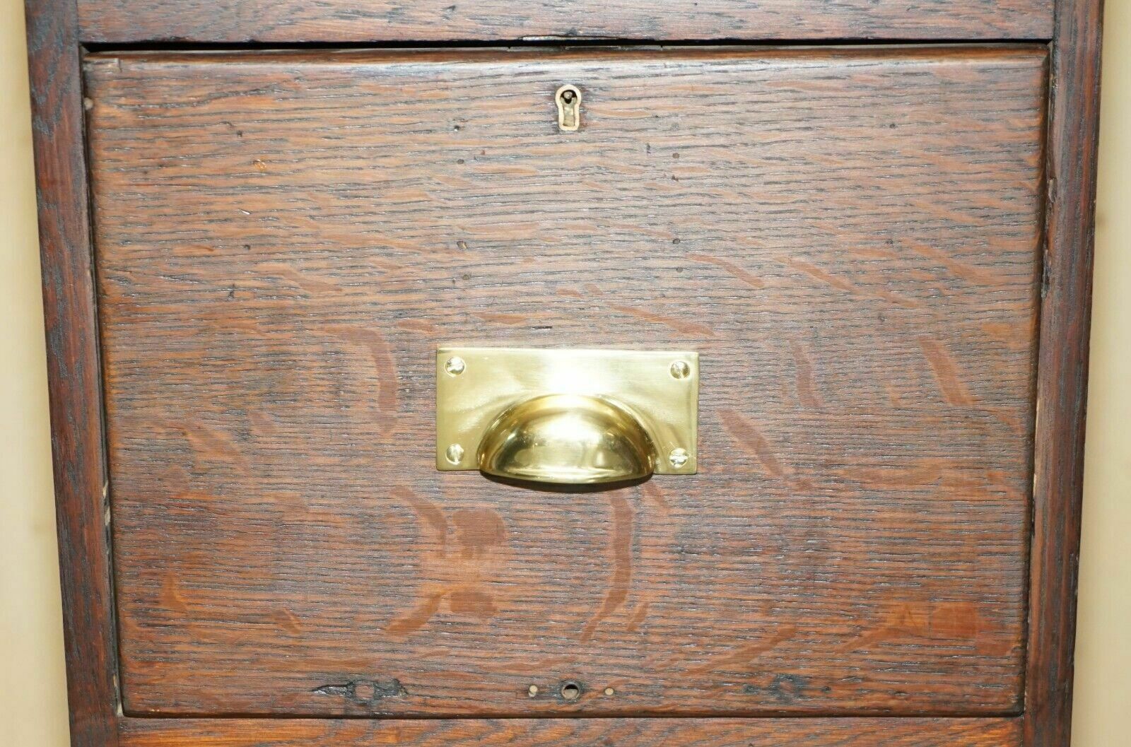 Antique Art Deco Circa 1920's Restored English Oak Filing Cabinet New Fittings photo vintage